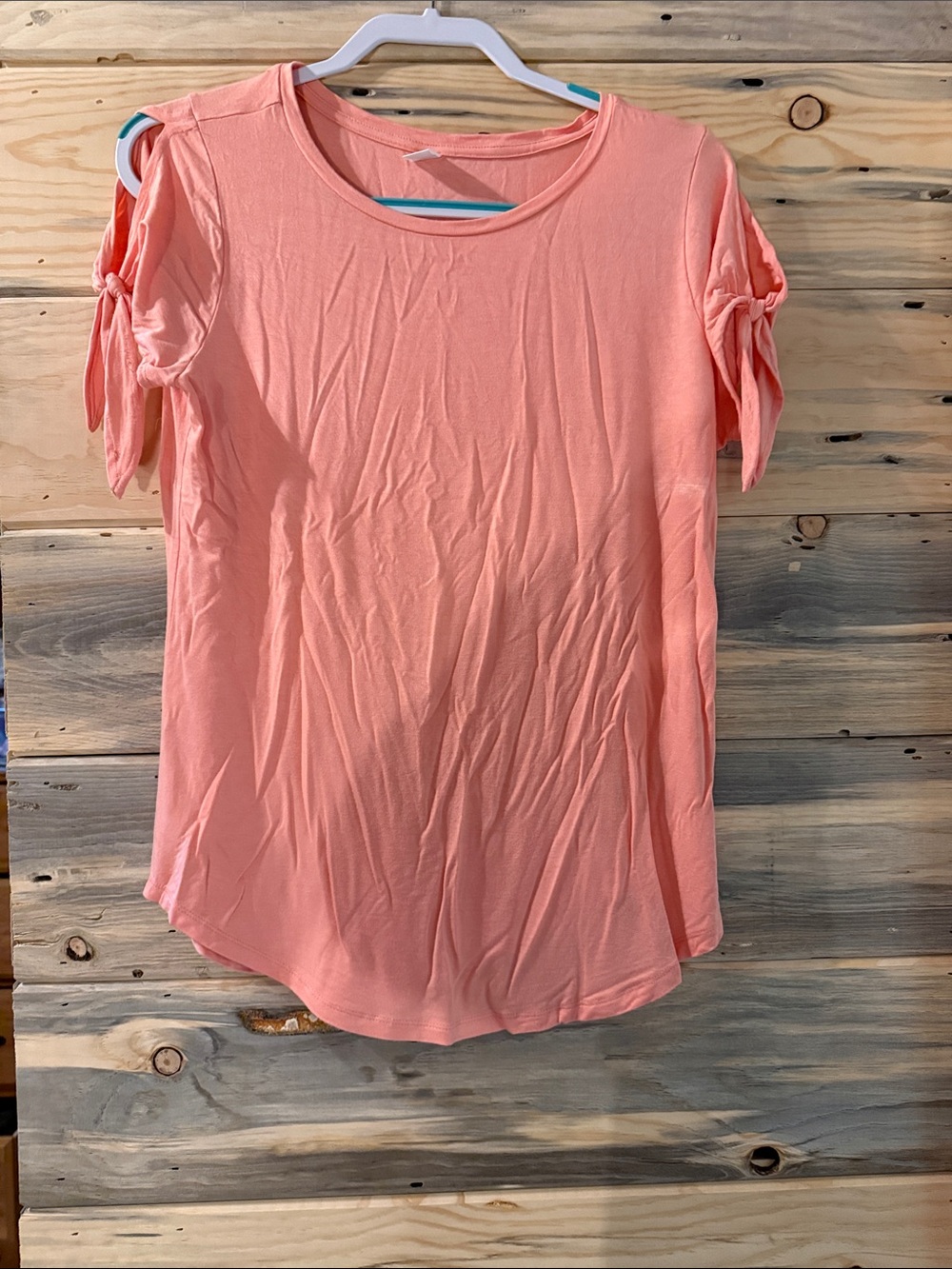 Old Navy Coral Tie-Sleeve Short Sleeve Tee